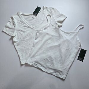 3/$15 Wild Fable - Junior's White Short Sleeve and Cami Set Size Medium